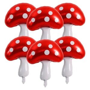12 Pcs Mushroom Foil Balloons Birthday Party Decor Fairy Forest Nature Hippy